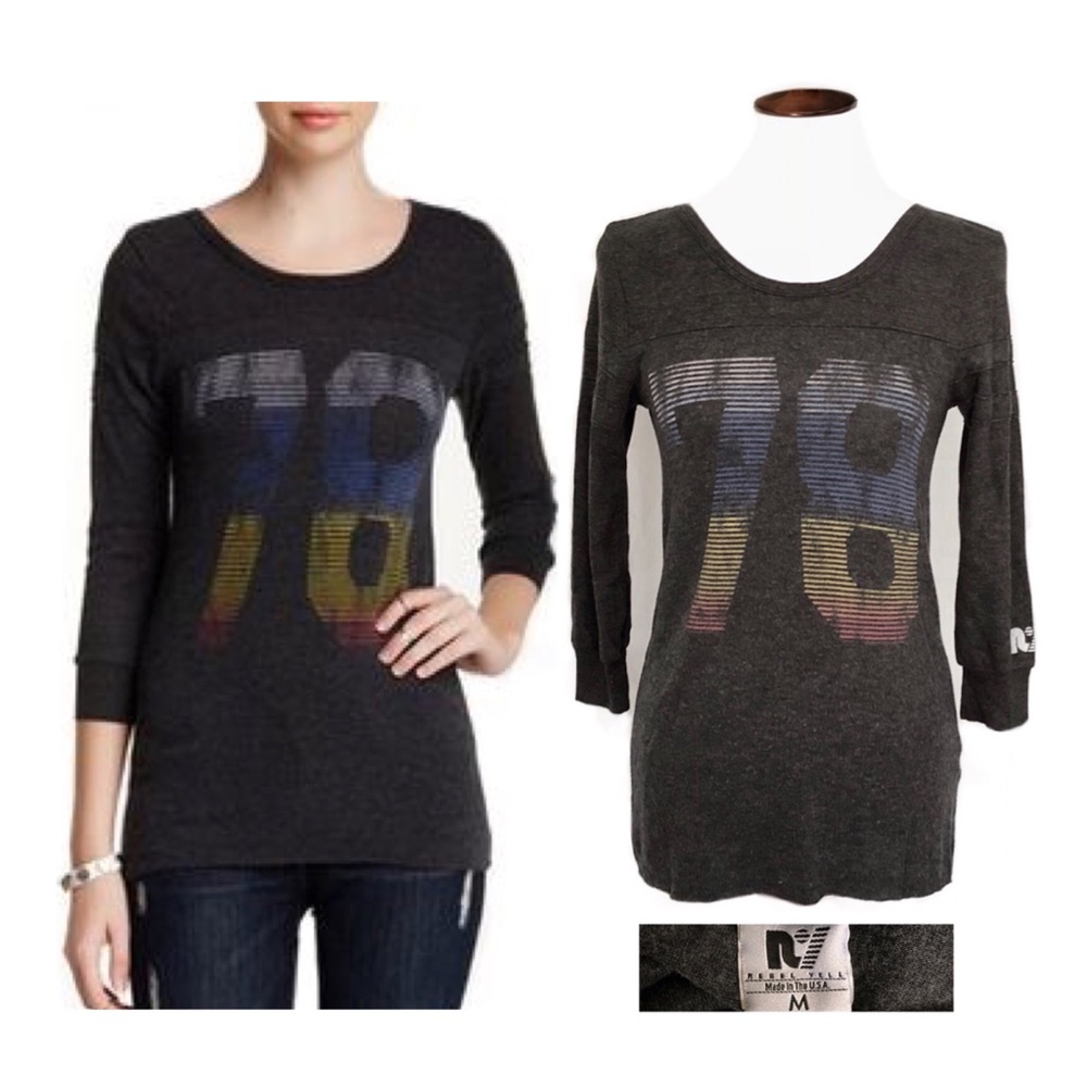 Rebel yell gray football mid-sleeve tee